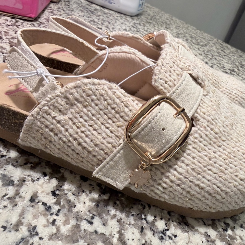 Jellypop Cream Mules with Gold Buckle
